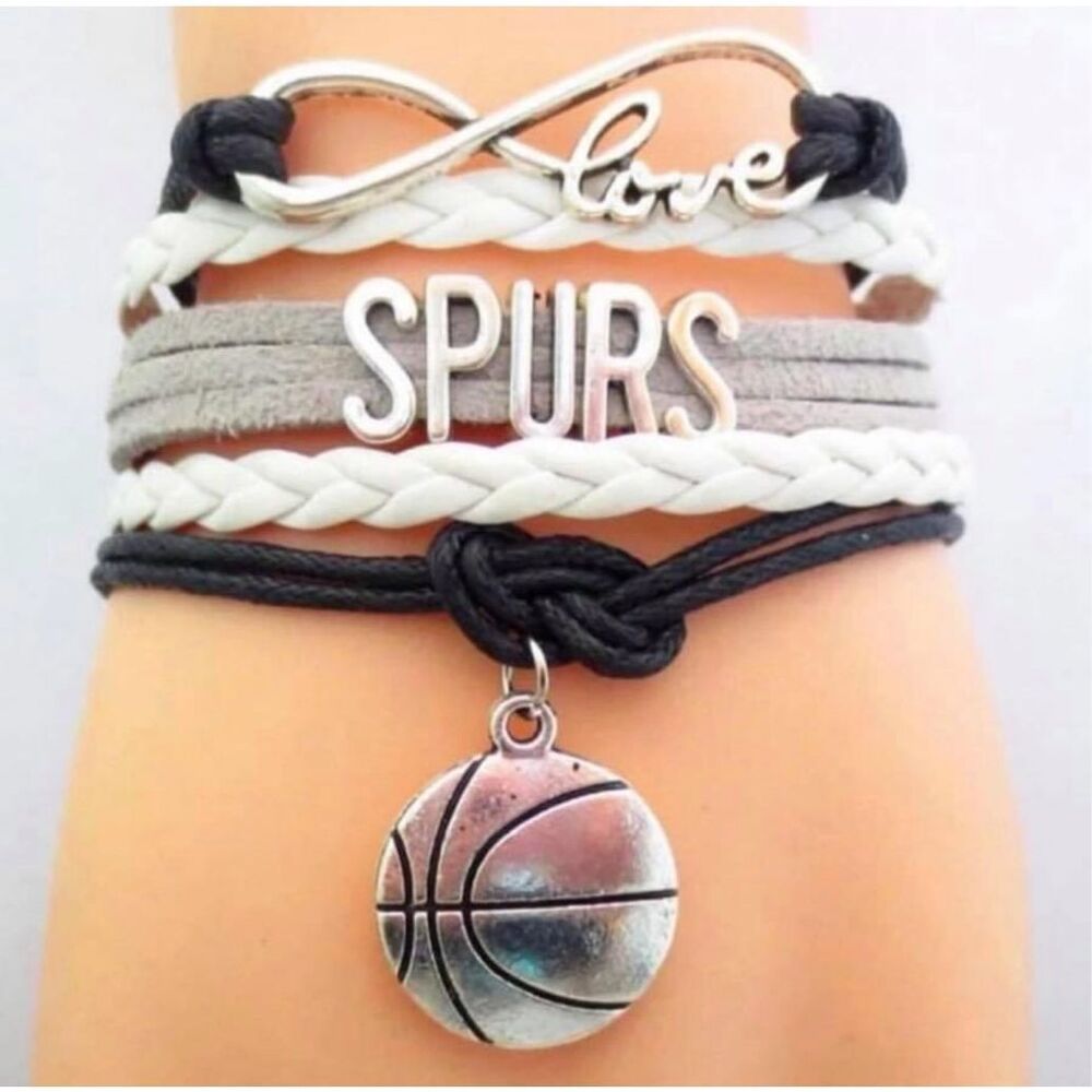 New Womens San Antonio Spurs Multi-Cord Silver & Black Infinity Bracelet
